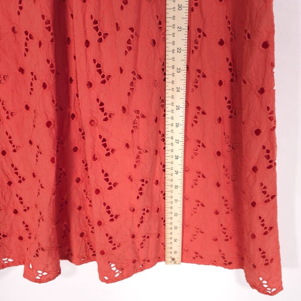 Anthropologie Coral Eyelet Ruffle Mini Dress - Picture 4 of 10
